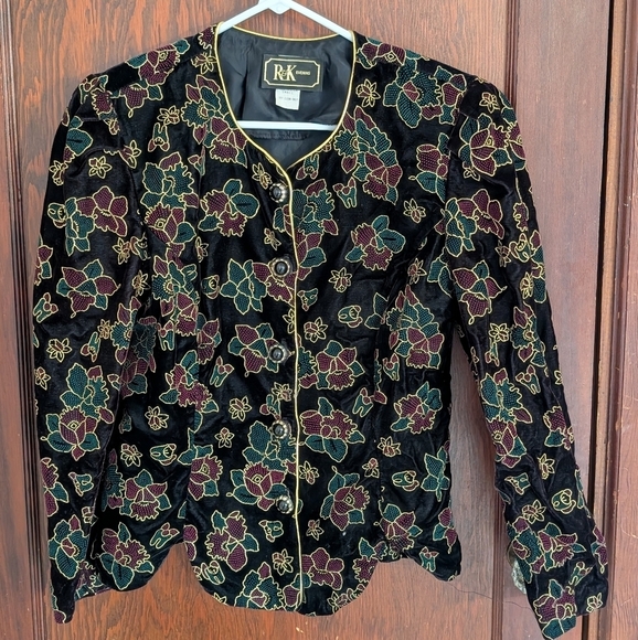 R&K Evening Velvet Floral Evening Jacket Size Small - Picture 1 of 6